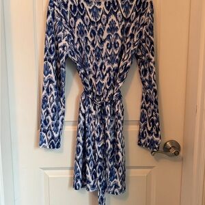 Coolibar Navy and White SPF 50 Long Sleeve Dress
